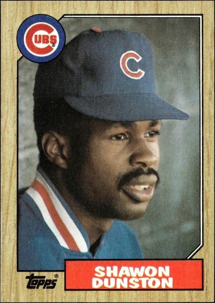 Shawon Dunston 1987 Topps #346 Baseball Trading Card - Front 1987 Topps Shawon Dunston #346 baseball trading card front