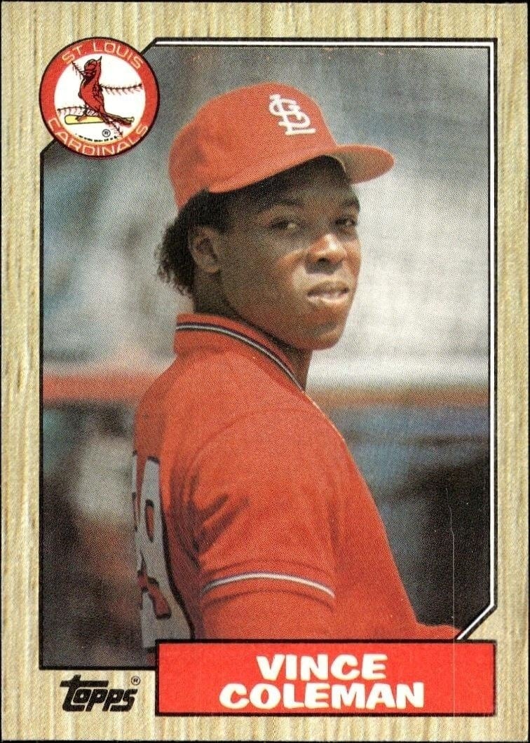 Vince Coleman 1987 Topps #590 Baseball Trading Card - Front 1987 Topps Vince Coleman #590 baseball trading card front