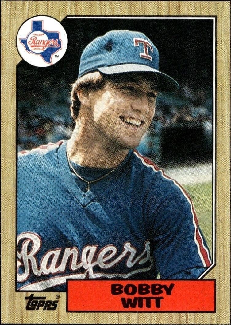 Bobby Witt 1987 Topps #415 Baseball Trading Card - Front 1987 Topps Bobby Witt #415 baseball trading card front