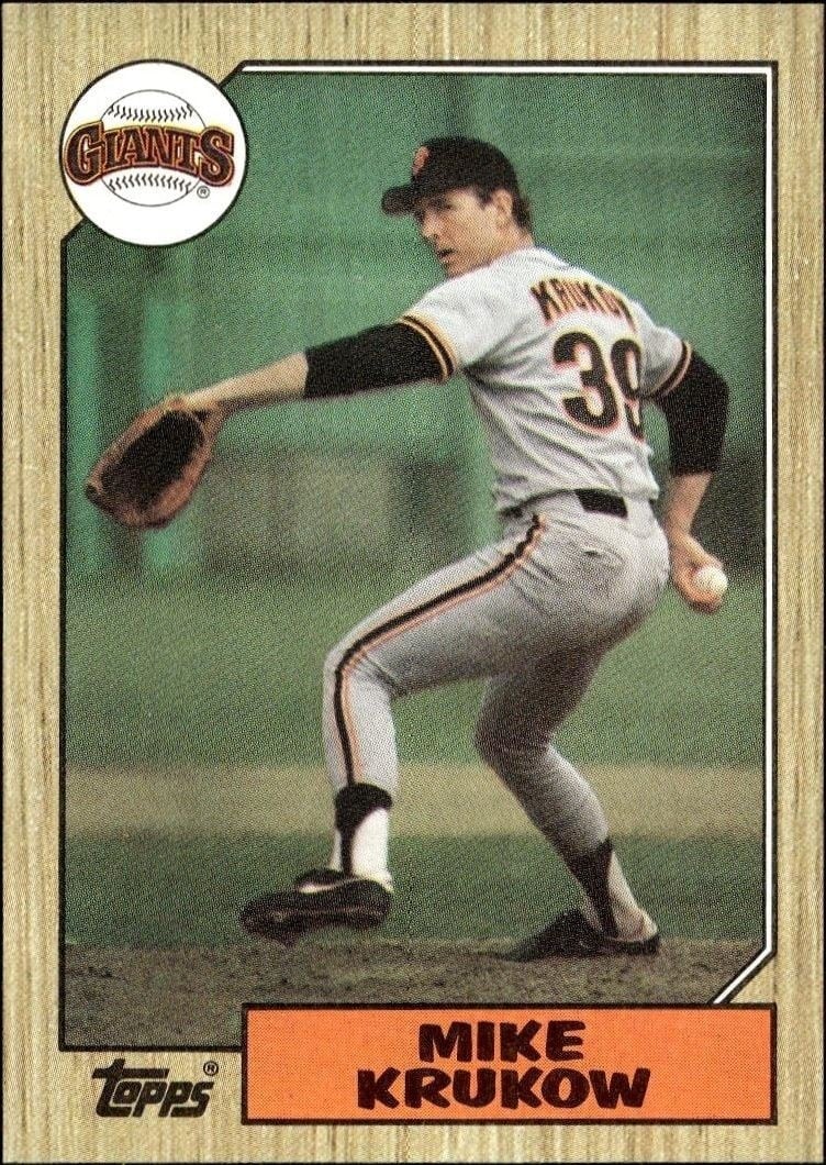 Mike Krukow 1987 Topps #580 Baseball Trading Card - Front 1987 Topps Mike Krukow #580 baseball trading card front