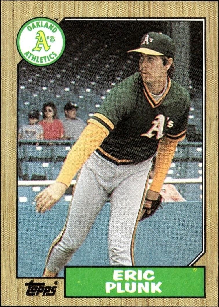 Eric Plunk 1987 Topps #587 Baseball Trading Card - Front 1987 Topps Eric Plunk #587 baseball trading card front