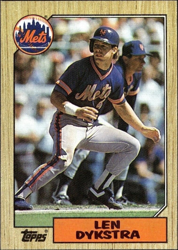 Len Dykstra 1987 Topps #295 Baseball Trading Card - Front 1987 Topps Len Dykstra #295 baseball trading card front