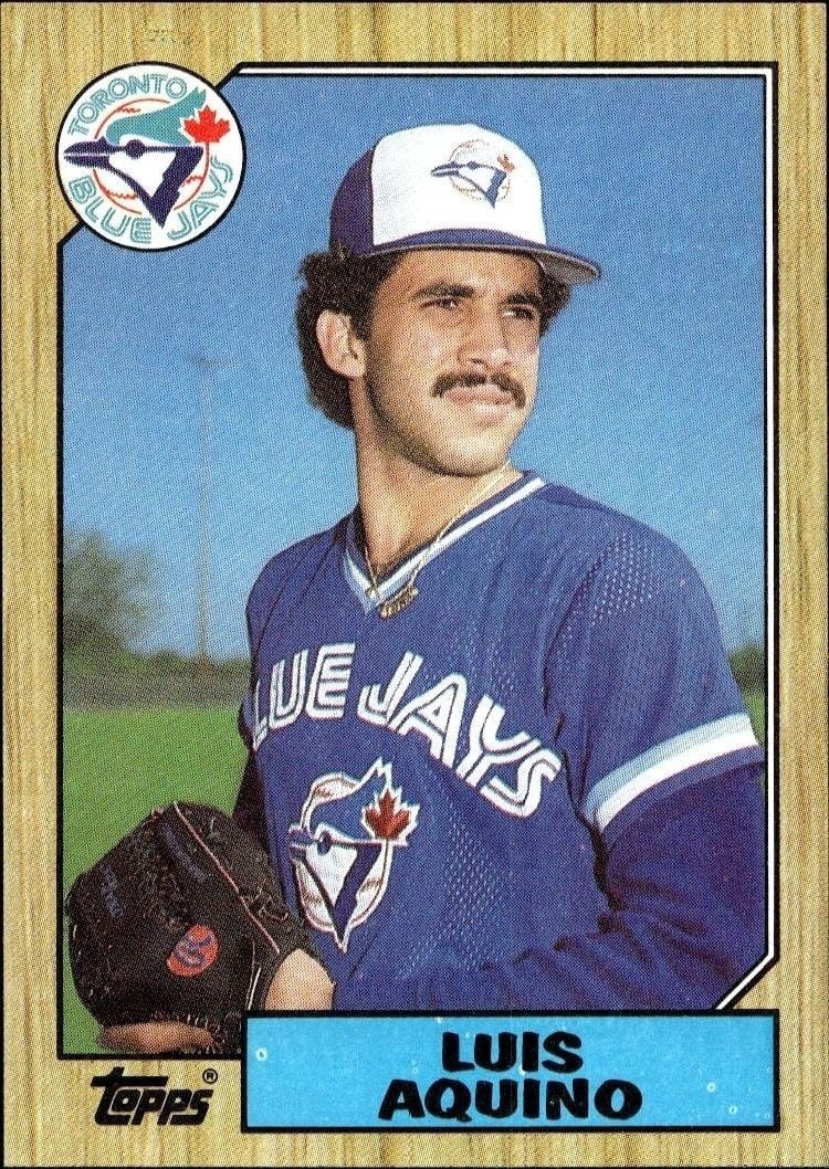 Luis Aquino 1987 Topps #301 Baseball Trading Card - Front 1987 Topps Luis Aquino #301 baseball trading card front