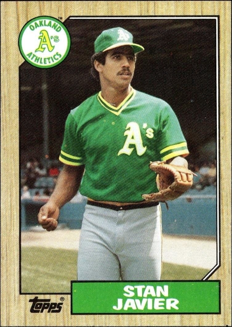 Stan Javier 1987 Topps #263 Baseball Trading Card - Front 1987 Topps Stan Javier #263 baseball trading card front