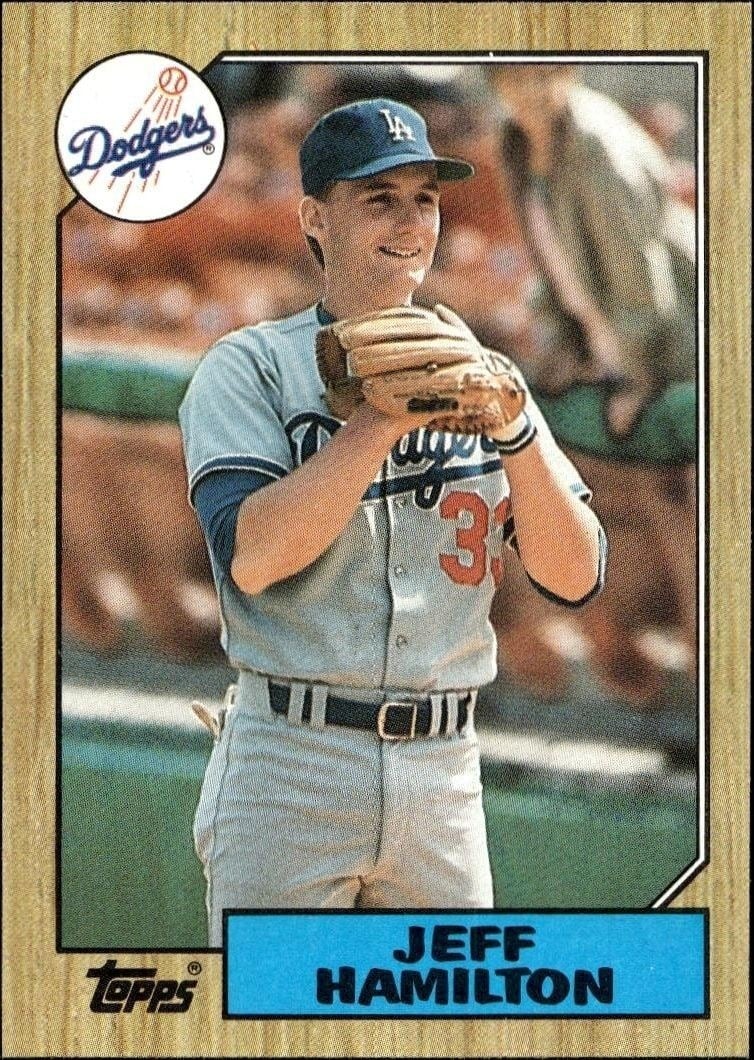 Jeff Hamilton 1987 Topps #266 Baseball Trading Card - Front 1987 Topps Jeff Hamilton #266 baseball trading card front