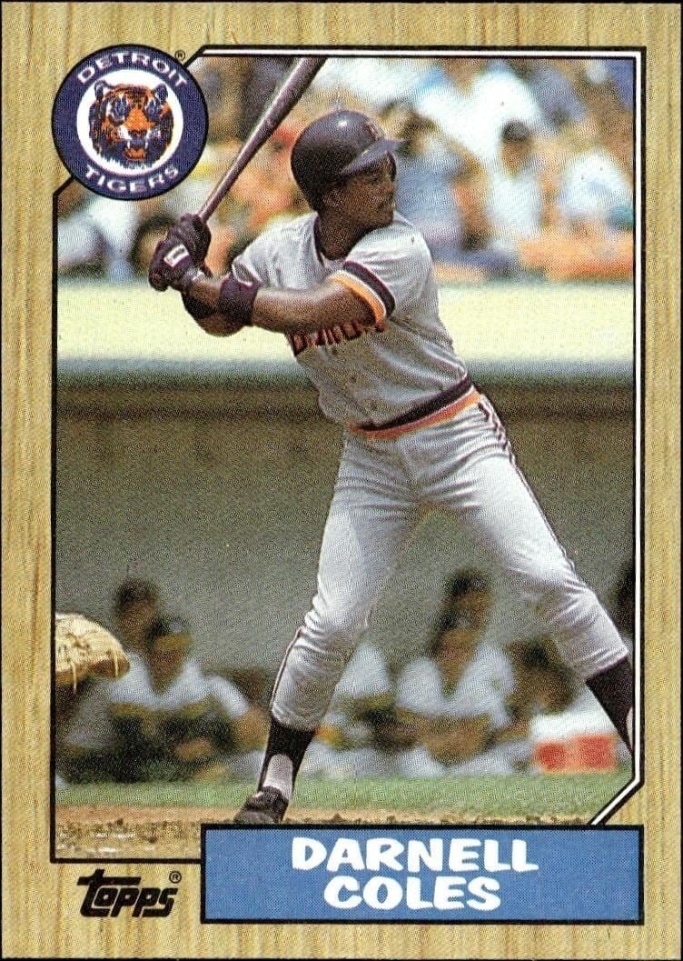 Darnell Coles 1987 Topps #411 Baseball Trading Card - Front 1987 Topps Darnell Coles #411 baseball trading card front