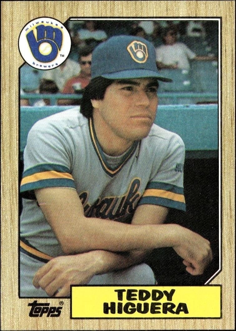 Teddy Higuera 1987 Topps #250 Baseball Trading Card - Front 1987 Topps Teddy Higuera #250 baseball trading card front