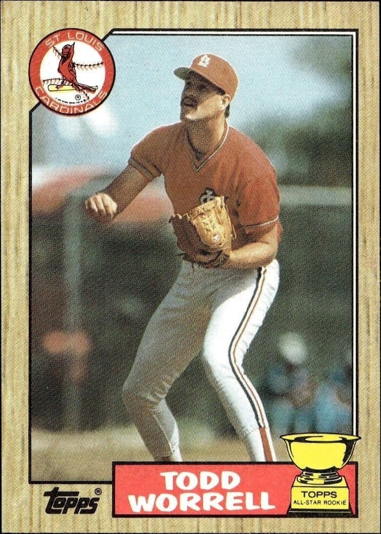 Todd Worrell 1987 Topps #465 Baseball Trading Card - Front 1987 Topps Todd Worrell #465 baseball trading card front