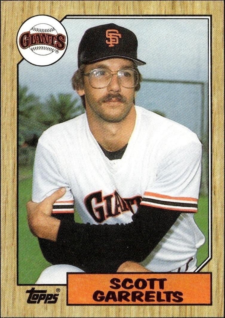 Scott Garrelts 1987 Topps #475 Baseball Trading Card - Front 1987 Topps Scott Garrelts #475 baseball trading card front