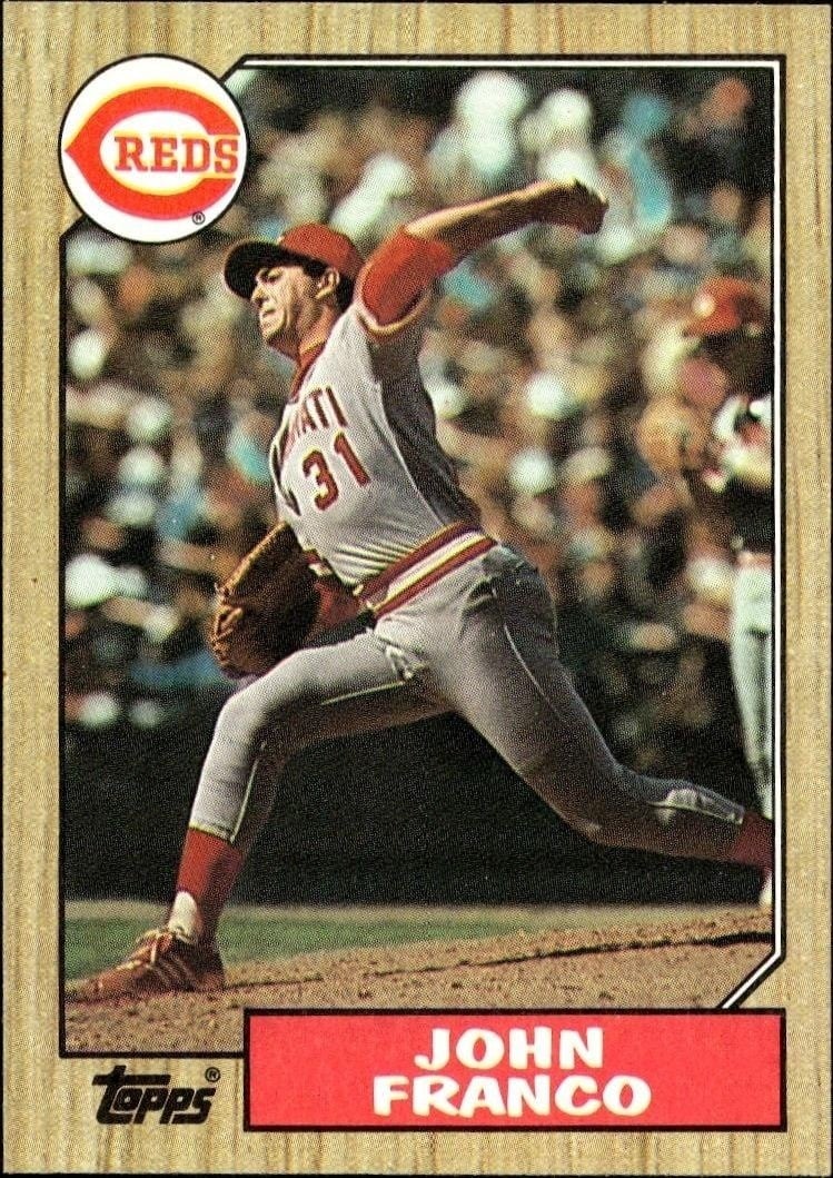 John Franco 1987 Topps #305 Baseball Trading Card - Front 1987 Topps John Franco #305 baseball trading card front