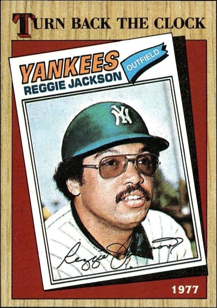 Reggie Jackson 1987 Topps #312 Baseball Trading Card - Front 1987 Topps Reggie Jackson #312 baseball trading card front