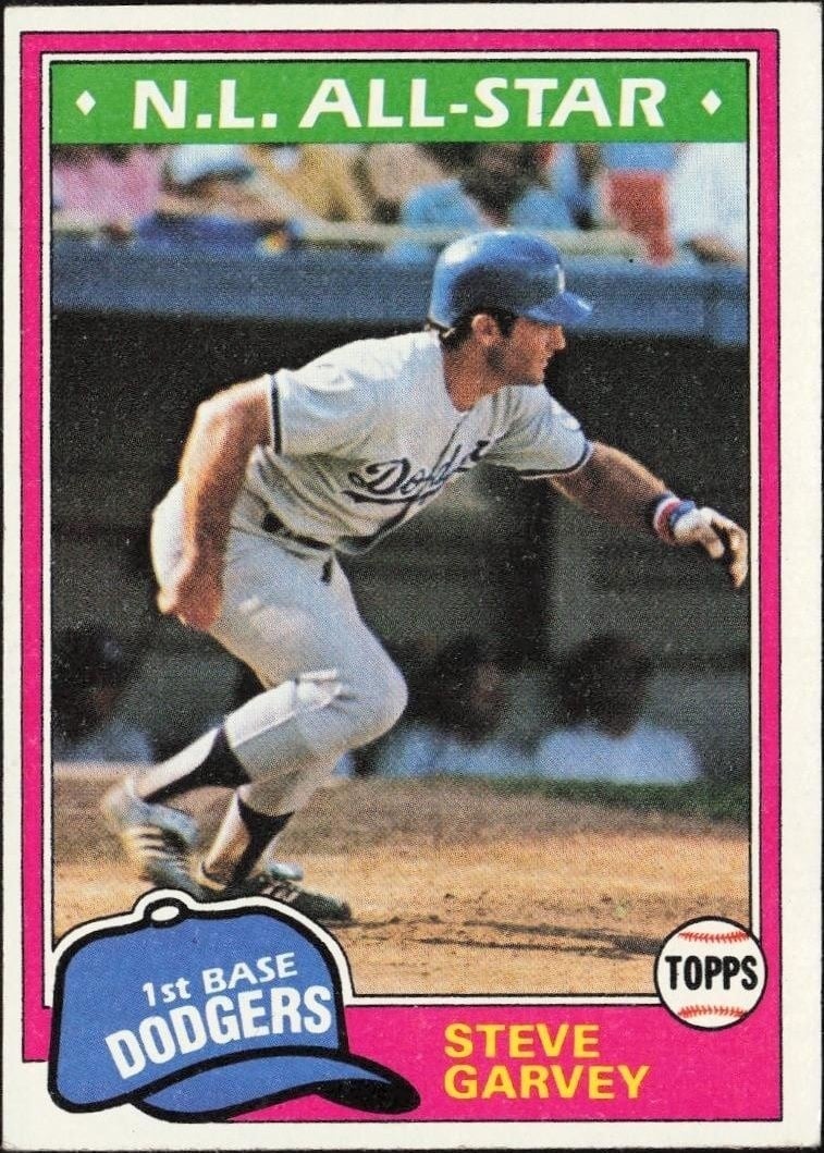Steve Garvey 1981 Topps #530 Baseball Trading Card - Front 1981 Topps Steve Garvey #530 baseball trading card front