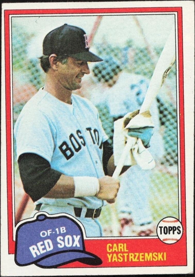 Carl Yastrzemski 1981 Topps #110 Baseball Trading Card - Front 1981 Topps Carl Yastrzemski #110 baseball trading card front