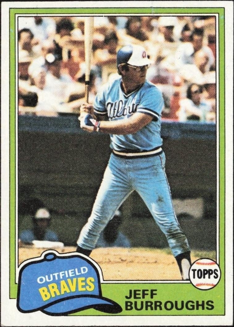 Jeff Burroughs 1981 Topps #20 Baseball Trading Card - Front 1981 Topps Jeff Burroughs #20 baseball trading card front