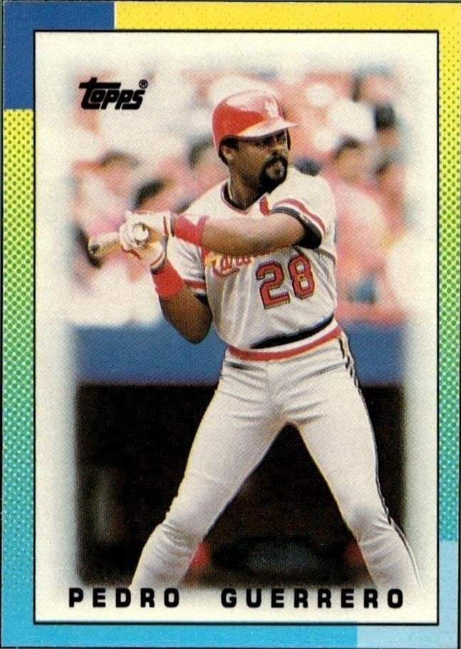 Pedro Guerrero 1990 Topps Minis #75 Baseball Trading Card - Front 1990 Topps Minis Pedro Guerrero #75 baseball trading card front