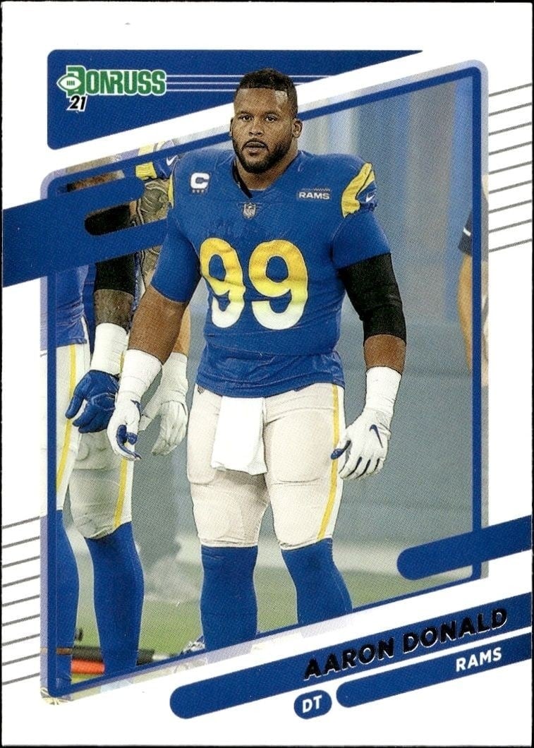 Aaron Donald 2021 Panini Donruss #140 Football Trading Card - Front 2021 Panini Donruss Aaron Donald #140 football trading card front