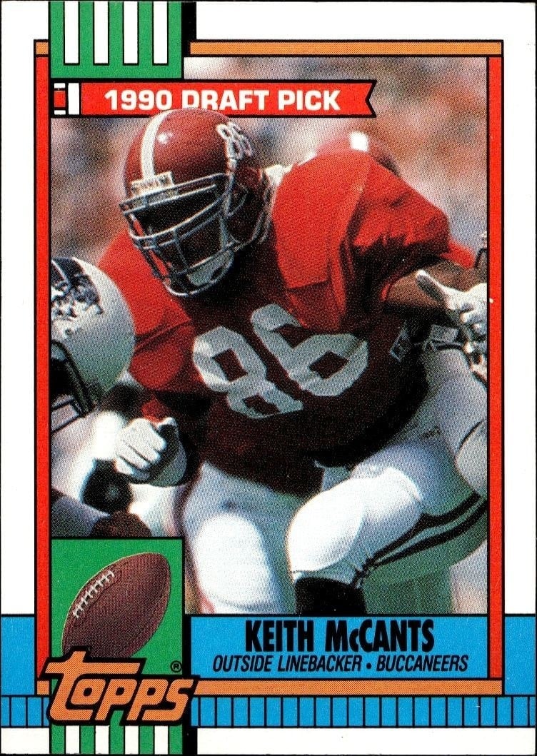 Keith McCants 1990 Topps #399 Football Trading Card - Front 1990 Topps Keith McCants #399 football trading card front