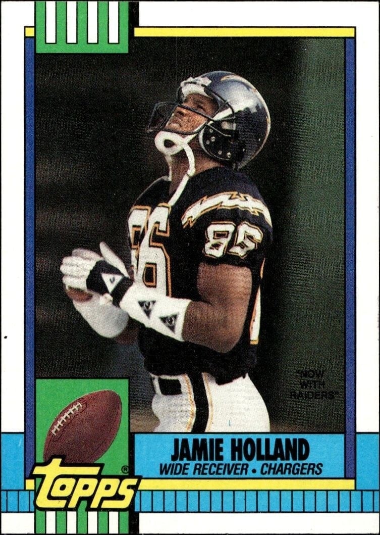 Jamie Holland 1990 Topps #398 Football Trading Card - Front 1990 Topps Jamie Holland #398 football trading card front