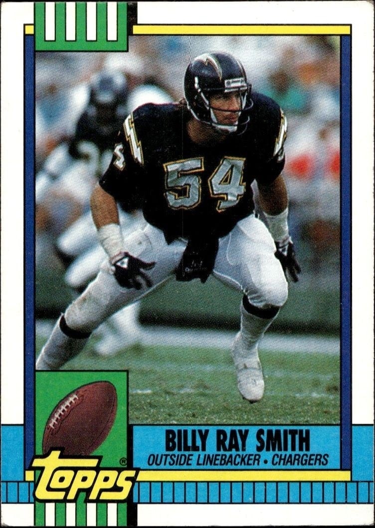 Billy Ray Smith 1990 Topps #393 Football Trading Card - Front 1990 Topps Billy Ray Smith #393 football trading card front