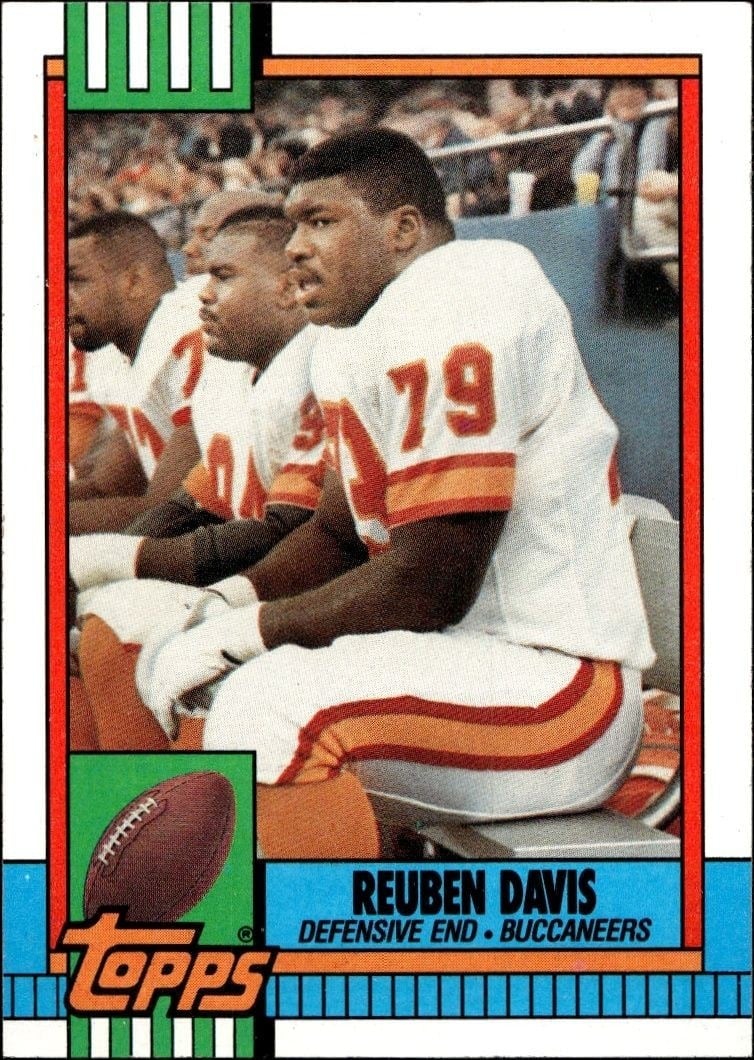 Reuben Davis 1990 Topps #413 Football Trading Card - Front 1990 Topps Reuben Davis #413 football trading card front