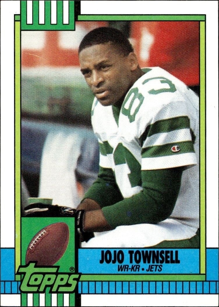 Jo Jo Townsell 1990 Topps #455 Football Trading Card - Front 1990 Topps Jo Jo Townsell #455 football trading card front