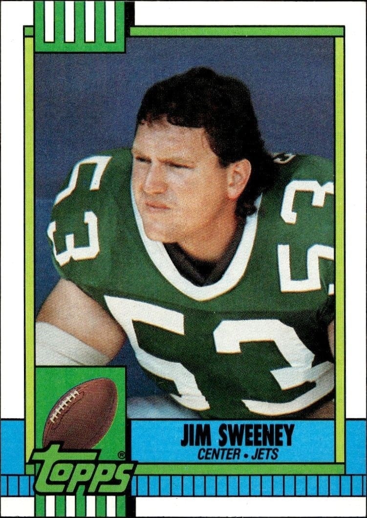 Jim Sweeney 1990 Topps #452 Football Trading Card - Front 1990 Topps Jim Sweeney #452 football trading card front