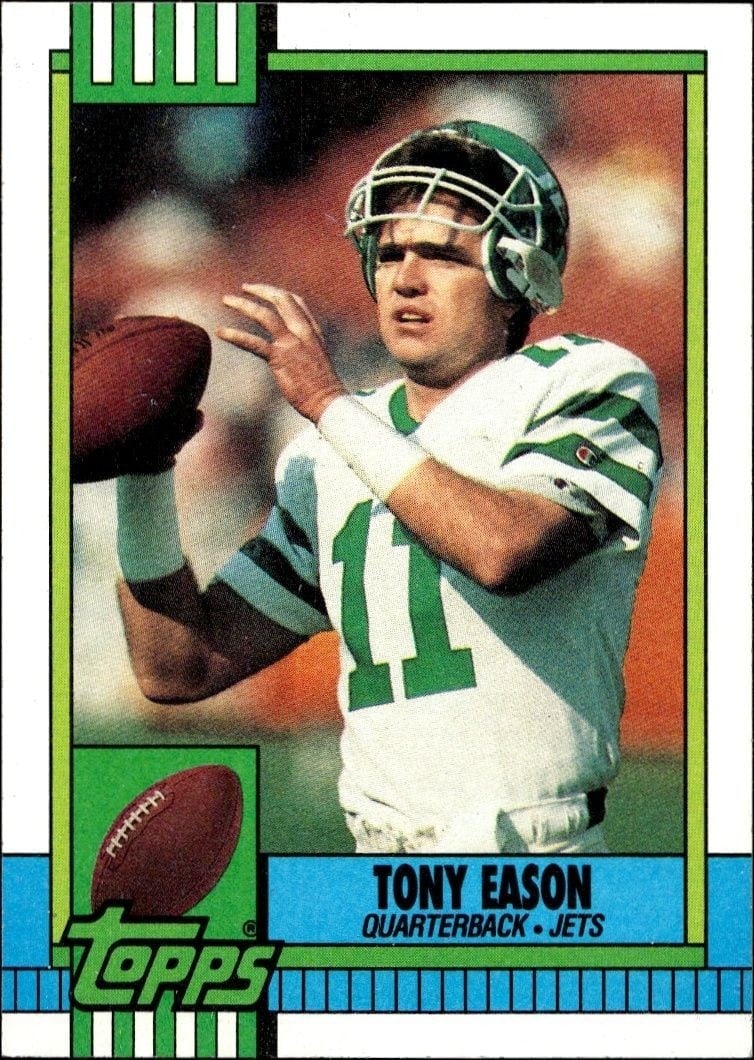 Tony Eason 1990 Topps #450 Football Trading Card - Front 1990 Topps Tony Eason #450 football trading card front