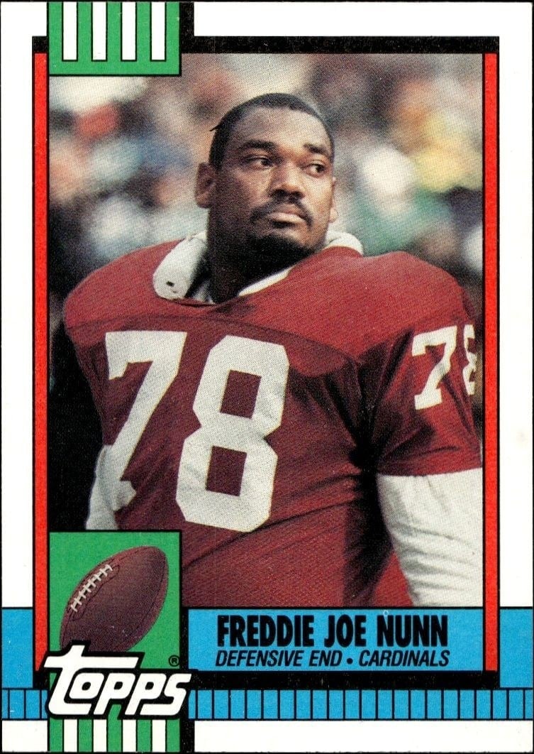 Freddie Joe Nunn 1990 Topps #447 Football Trading Card - Front 1990 Topps Freddie Joe Nunn #447 football trading card front