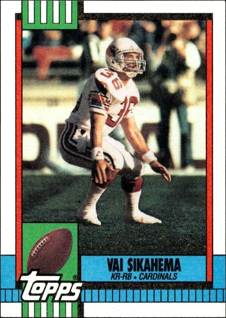Vai Sikahema 1990 Topps #442 Football Trading Card - Front 1990 Topps Vai Sikahema #442 football trading card front