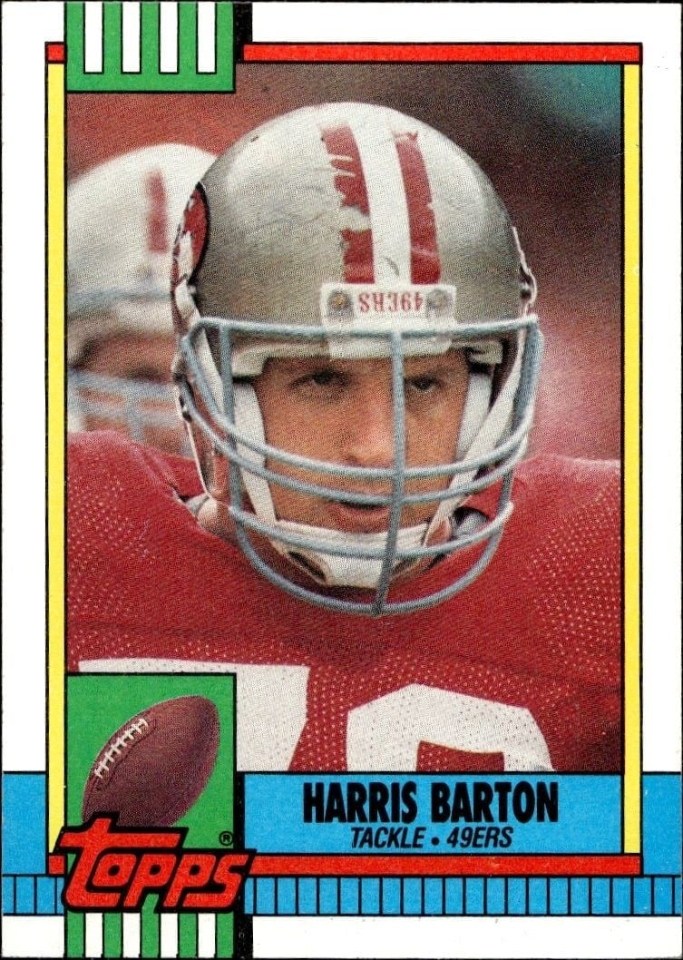 Harris Barton 1990 Topps #16 Football Trading Card - Front 1990 Topps Harris Barton #16 football trading card front
