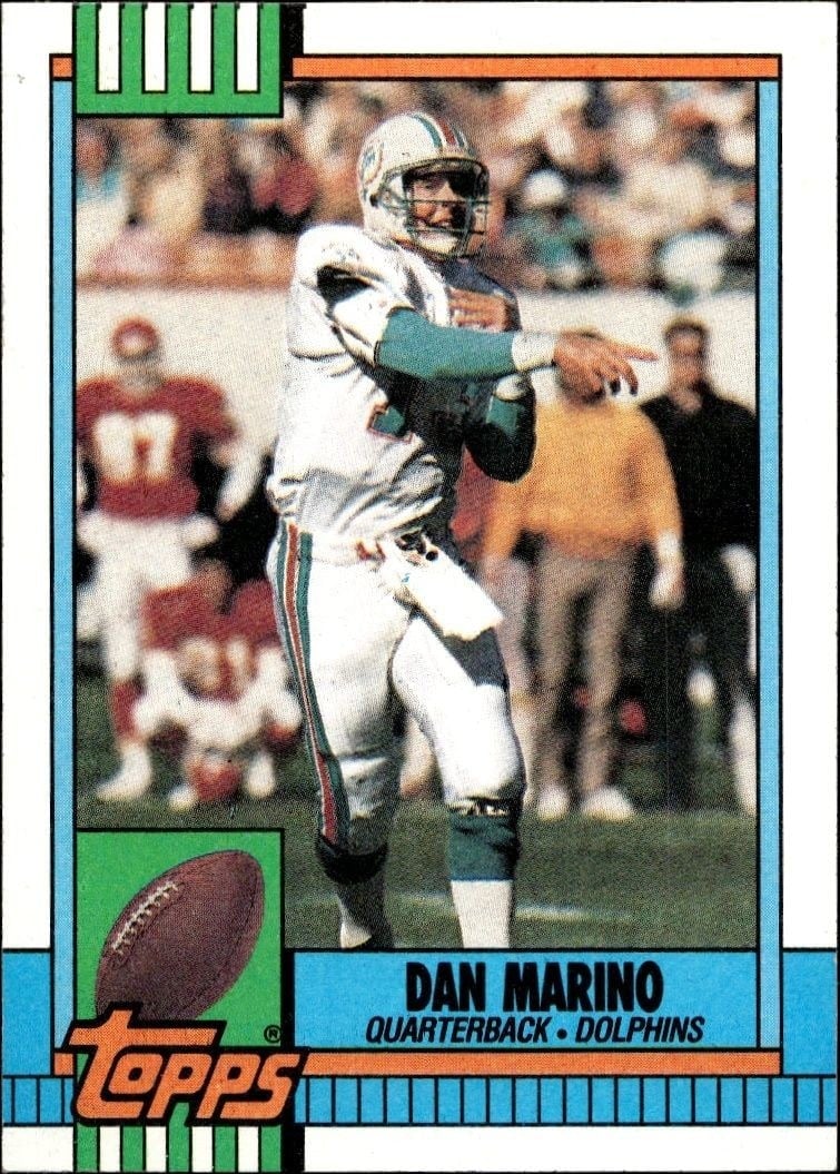 Dan Marino 1990 Topps #323 Football Trading Card - Front 1990 Topps Dan Marino #323 football trading card front