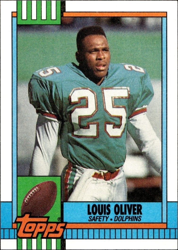 Louis Oliver 1990 Topps #318 Football Trading Card - Front 1990 Topps Louis Oliver #318 football trading card front