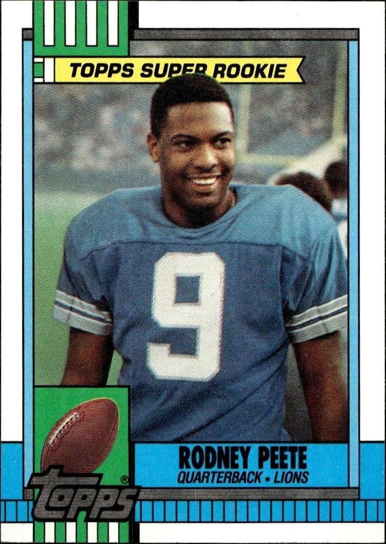 Rodney Peete 1990 Topps #351 Football Trading Card - Front 1990 Topps Rodney Peete #351 football trading card front