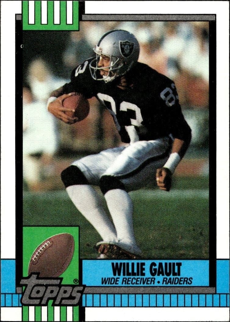 Willie Gault 1990 Topps #288 Football Trading Card - Front 1990 Topps Willie Gault #288 football trading card front