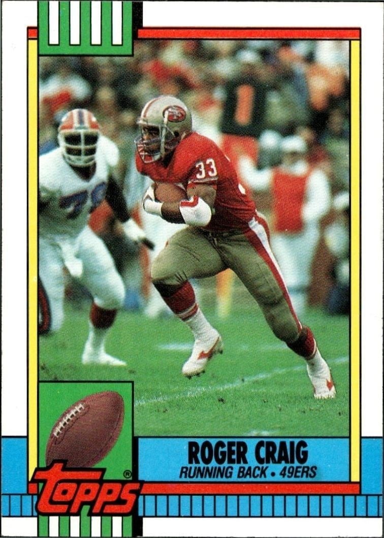 Roger Craig 1990 Topps #12 Football Trading Card - Front 1990 Topps Roger Craig #12 football trading card front