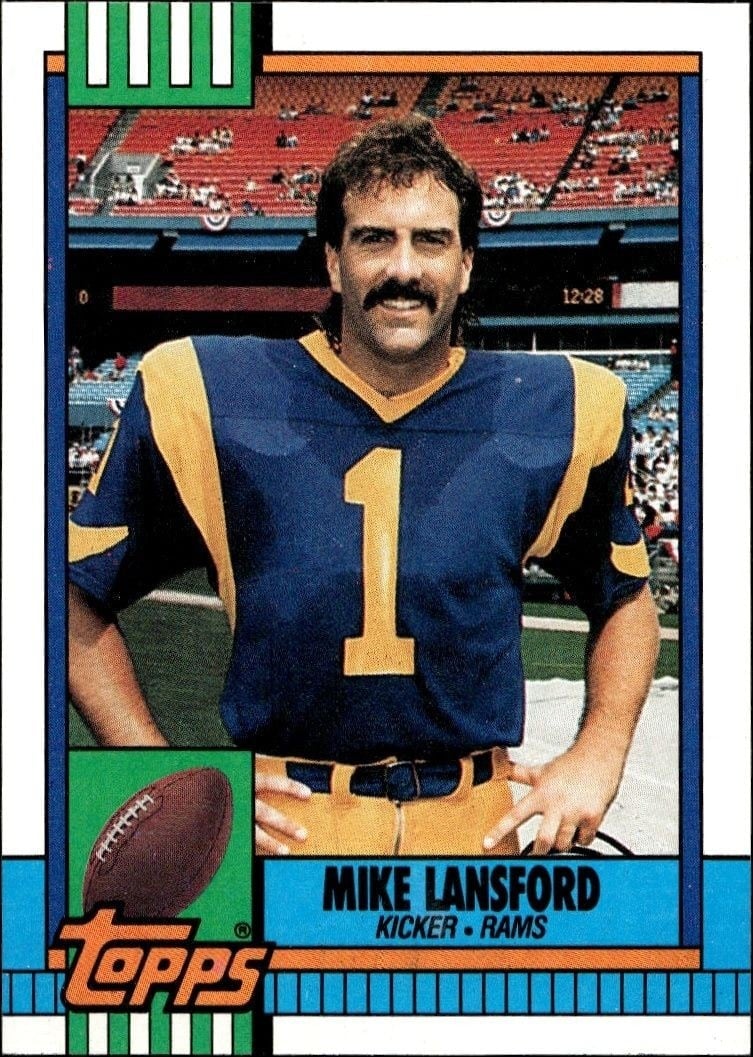 Mike Lansford 1990 Topps #76 Football Trading Card - Front 1990 Topps Mike Lansford #76 football trading card front