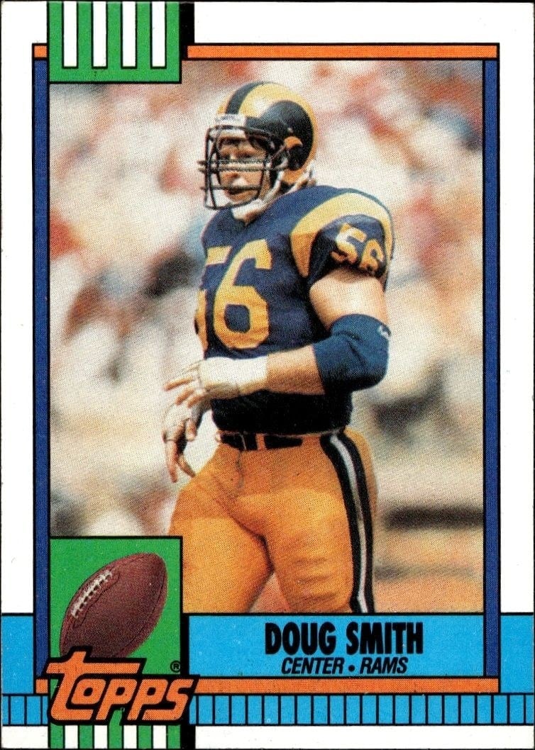 Doug Smith 1990 Topps #73 Football Trading Card - Front 1990 Topps Doug Smith #73 football trading card front