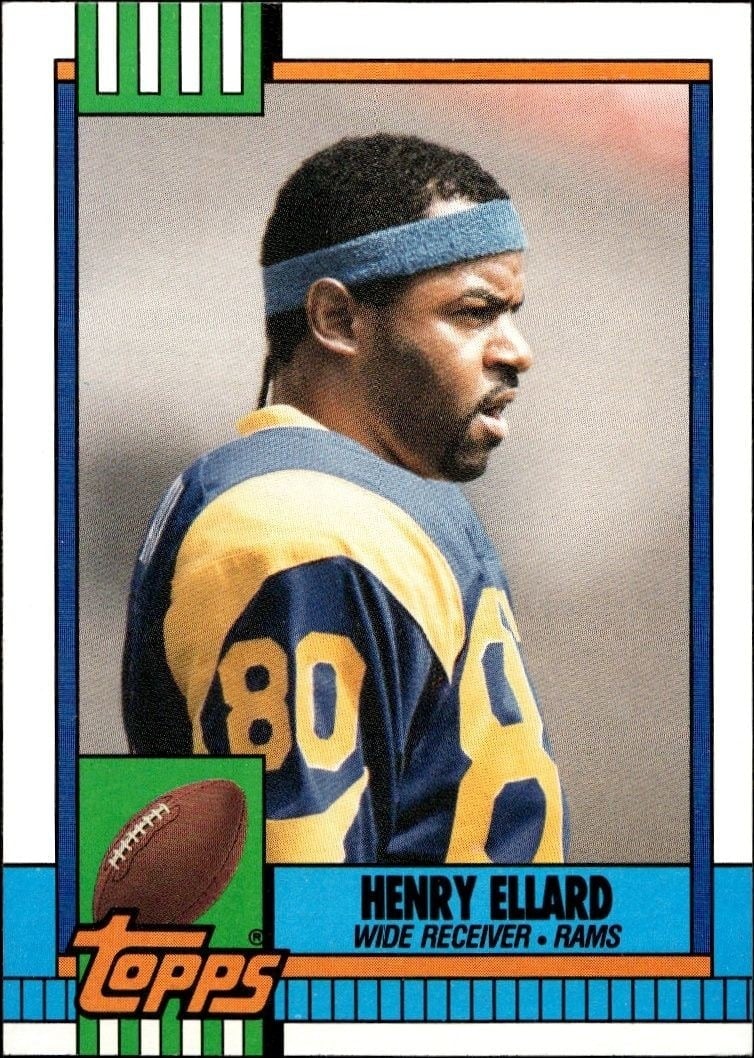 Henry Ellard 1990 Topps #72 Football Trading Card - Front 1990 Topps Henry Ellard #72 football trading card front