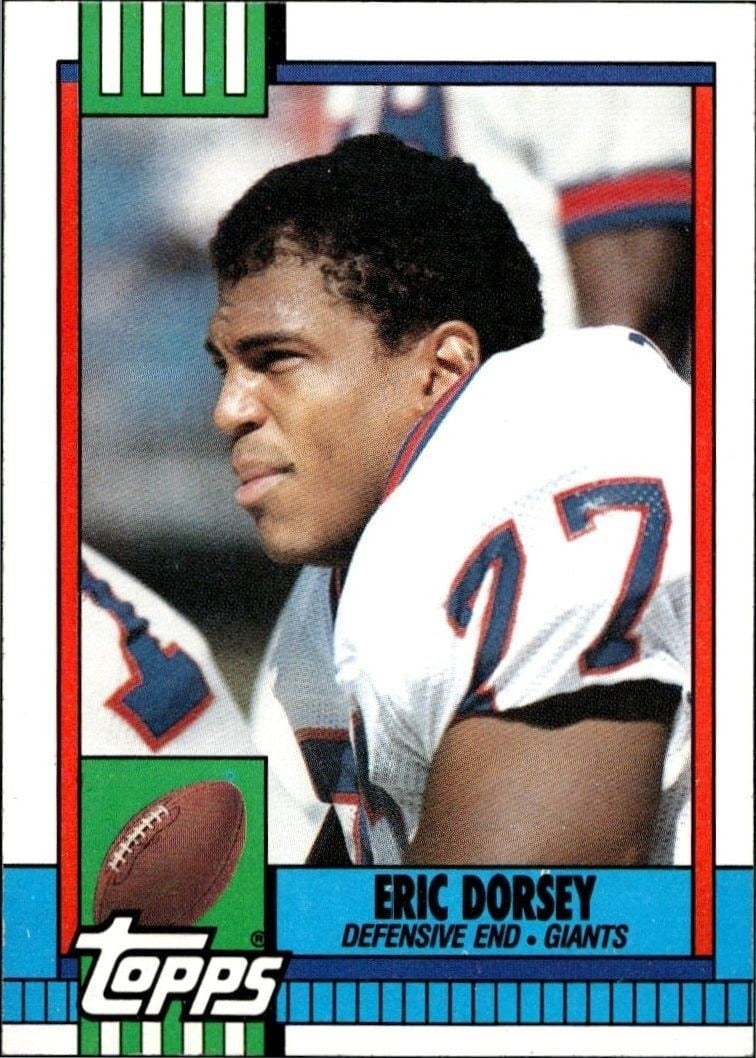 Eric Dorsey 1990 Topps #58 Football Trading Card - Front 1990 Topps Eric Dorsey #58 football trading card front