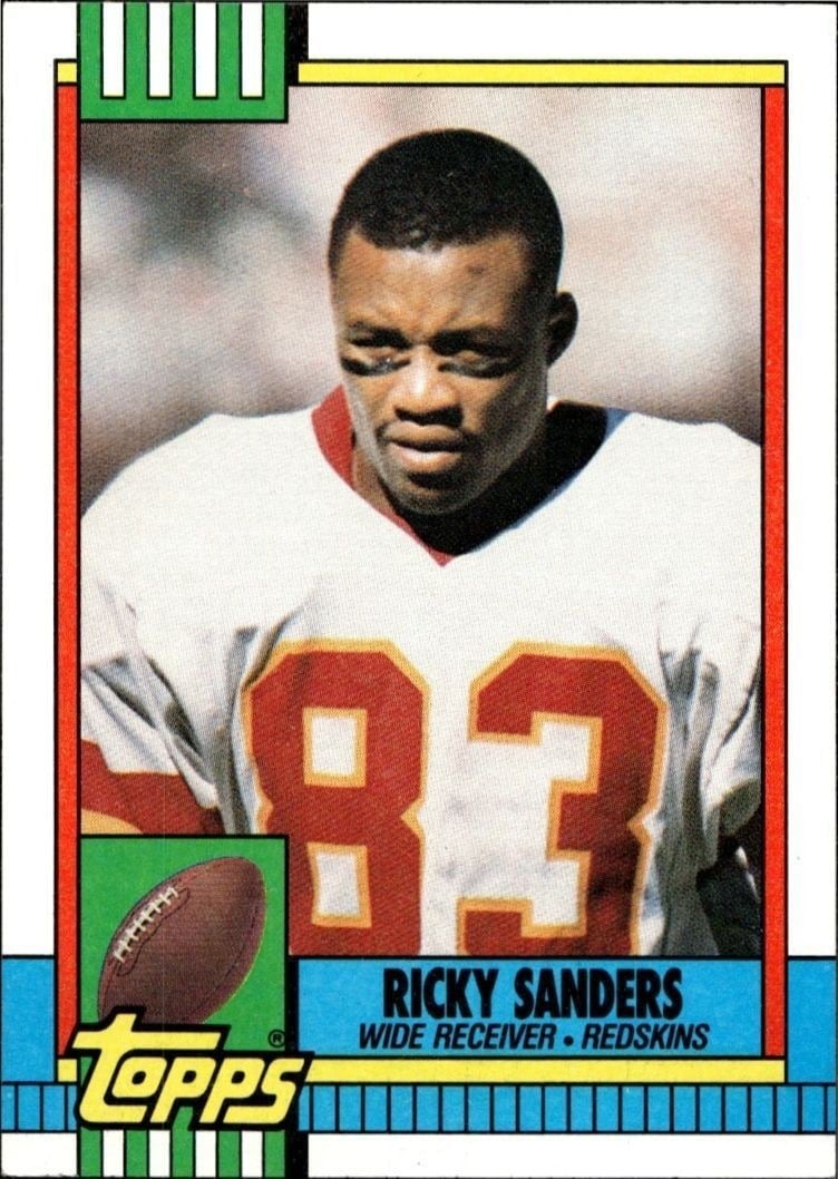 Ricky Sanders 1990 Topps #127 Football Trading Card - Front 1990 Topps Ricky Sanders #127 football trading card front