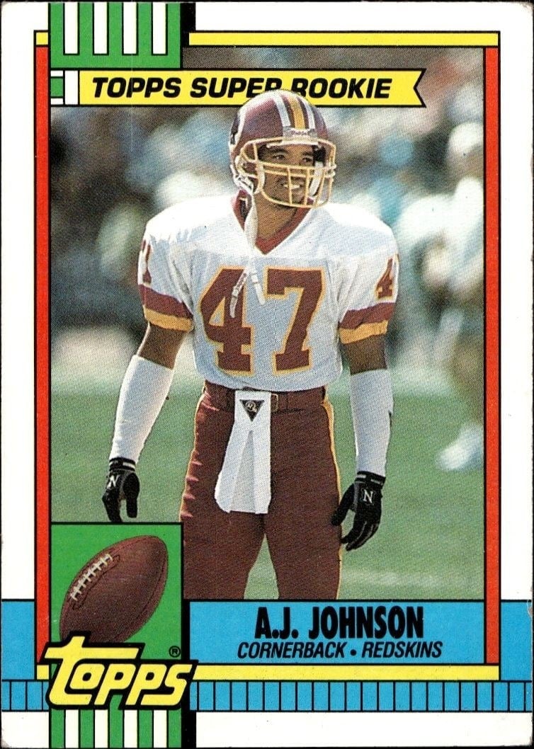 A.J. Johnson 1990 Topps #124 Football Trading Card - Front 1990 Topps A.J. Johnson #124 football trading card front