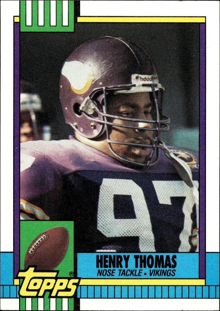 Henry Thomas 1990 Topps #118 Football Trading Card - Front 1990 Topps Henry Thomas #118 football trading card front