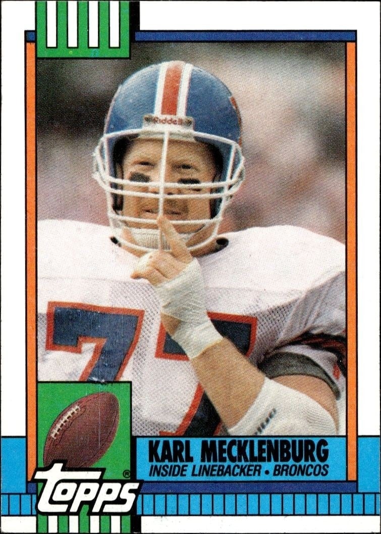 Karl Mecklenburg 1990 Topps #35 Football Trading Card - Front 1990 Topps Karl Mecklenburg #35 football trading card front