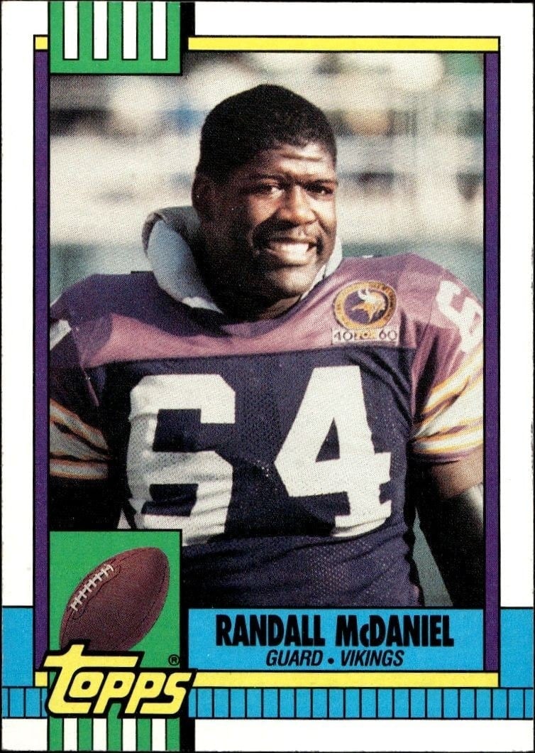 Randall McDaniel 1990 Topps #104 Football Trading Card - Front 1990 Topps Randall McDaniel #104 football trading card front