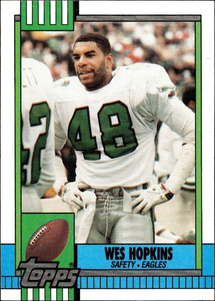 Wes Hopkins 1990 Topps #101 Football Trading Card - Front 1990 Topps Wes Hopkins #101 football trading card front