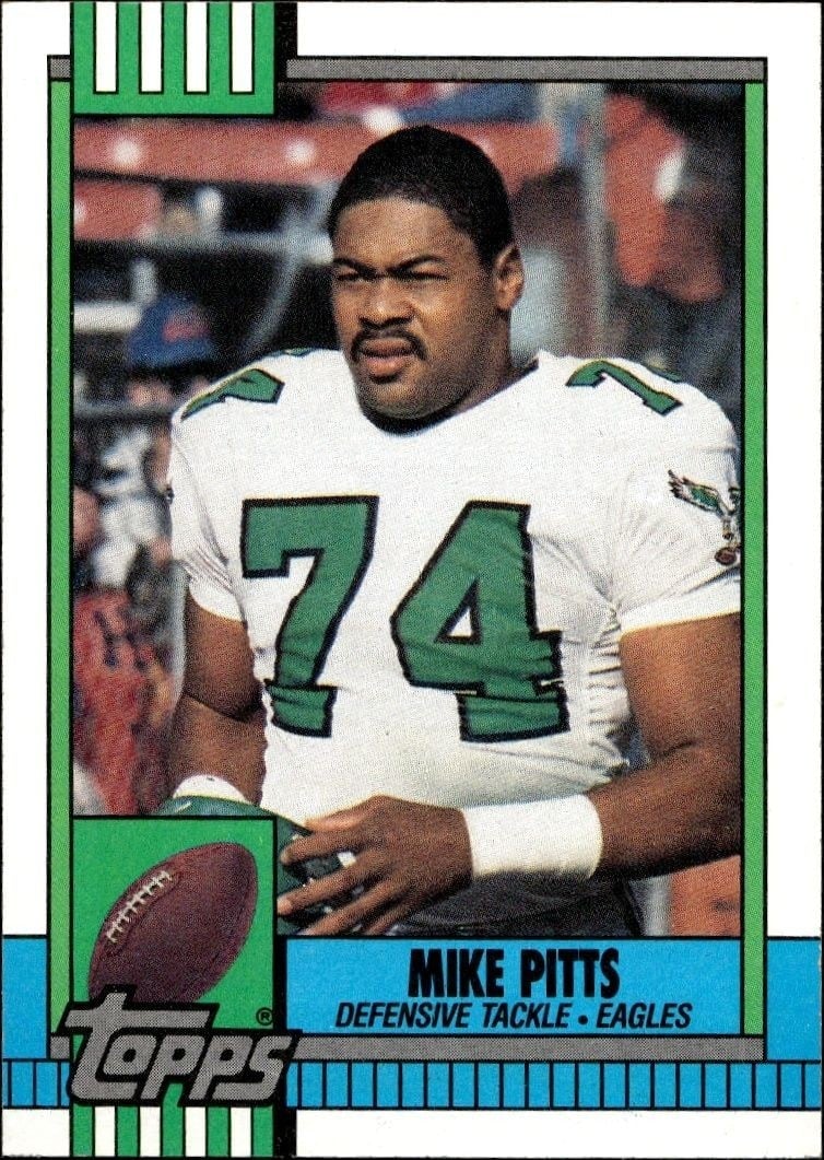 Mike Pitts 1990 Topps #97 Football Trading Card - Front 1990 Topps Mike Pitts #97 football trading card front