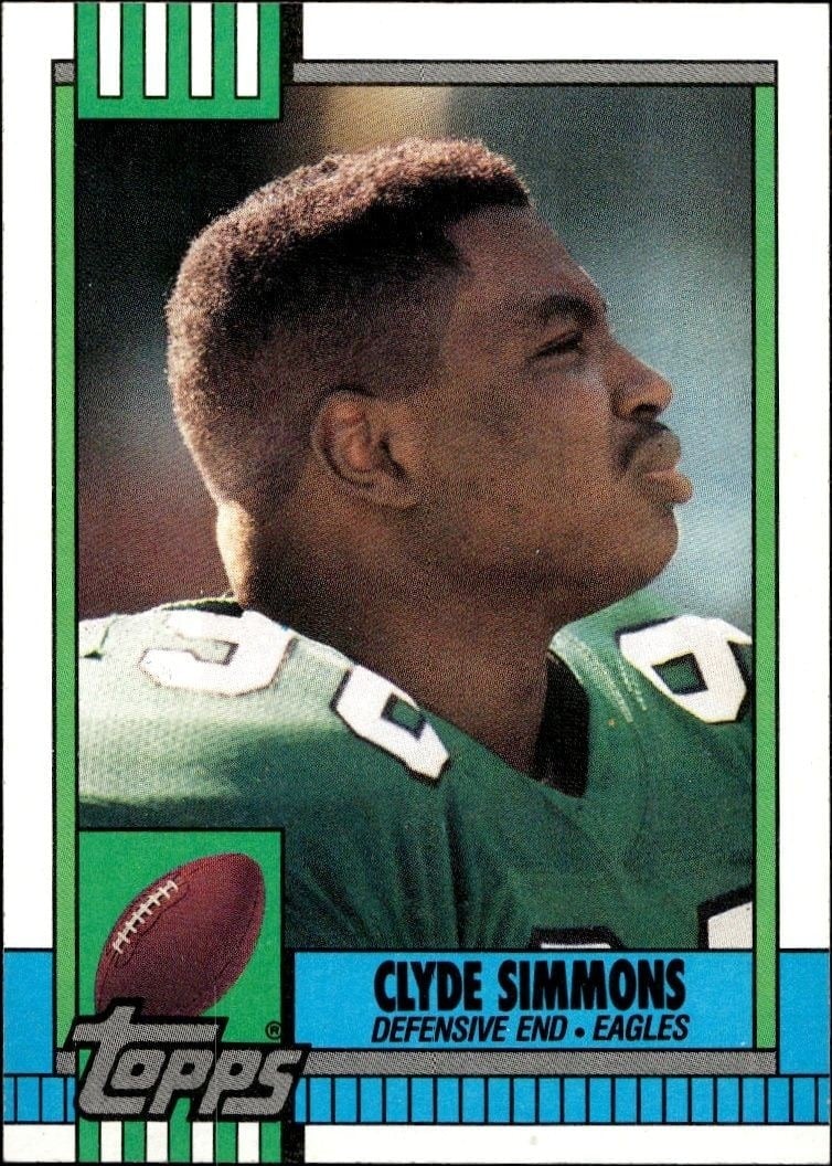 Clyde Simmons 1990 Topps #96 Football Trading Card - Front 1990 Topps Clyde Simmons #96 football trading card front