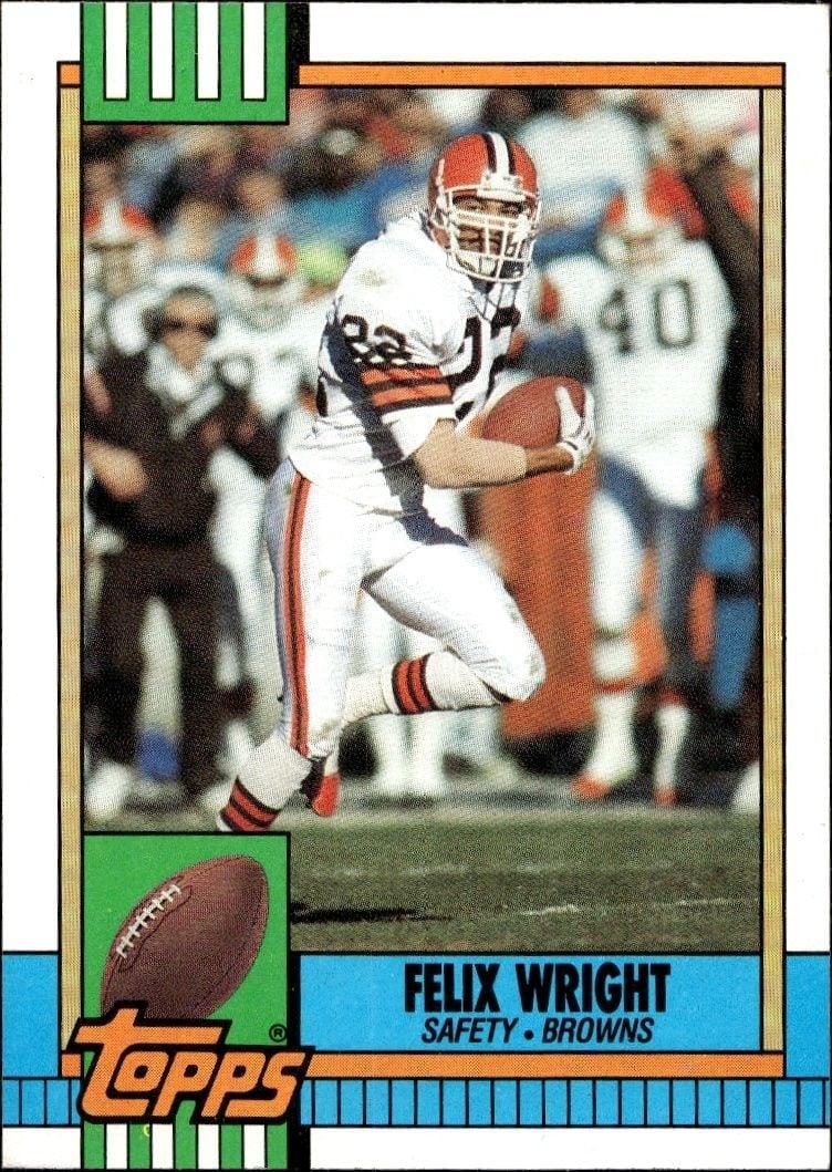 Felix Wright 1990 Topps #169 Football Trading Card - Front 1990 Topps Felix Wright #169 football trading card front