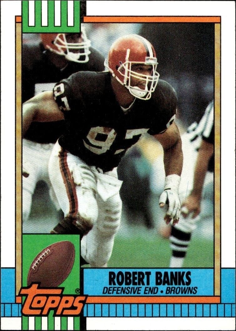 Robert Banks 1990 Topps #162 Football Trading Card - Front 1990 Topps Robert Banks #162 football trading card front
