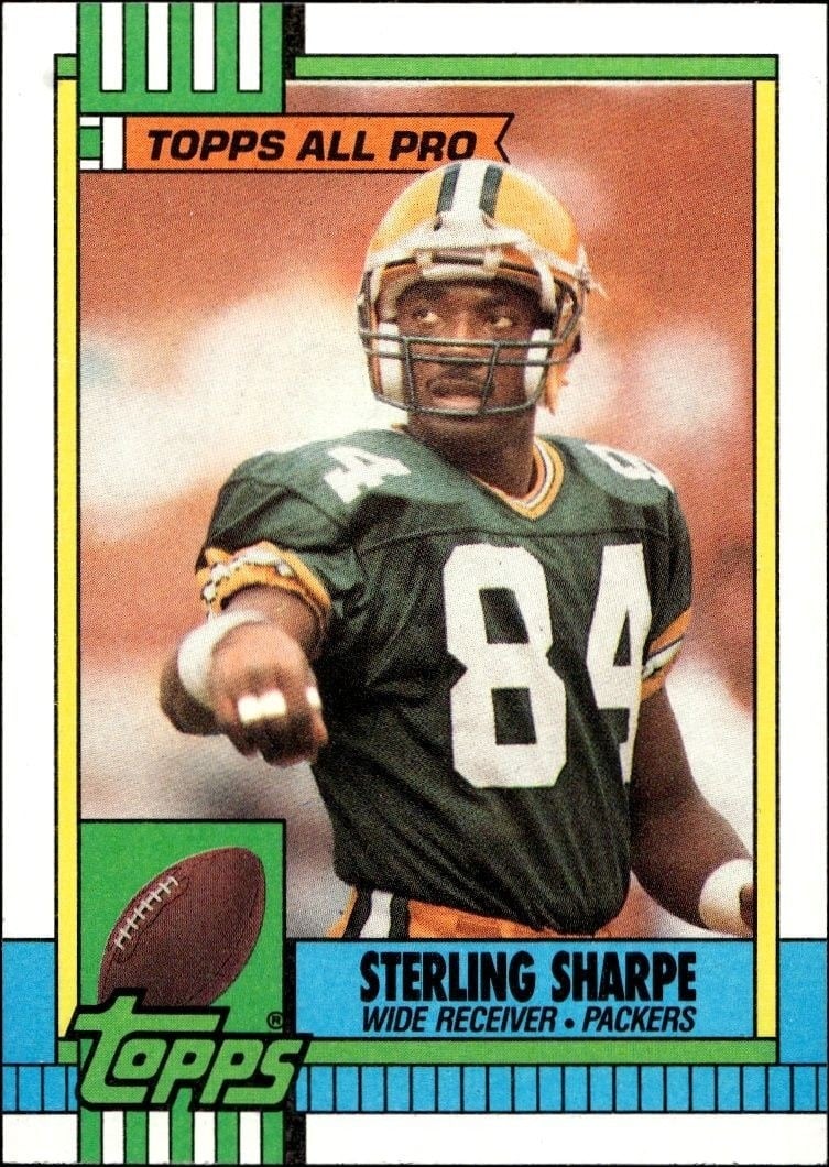 Sterling Sharpe 1990 Topps #140 Football Trading Card - Front 1990 Topps Sterling Sharpe #140 football trading card front